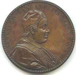 Coin embossed with profile of Clement XIV